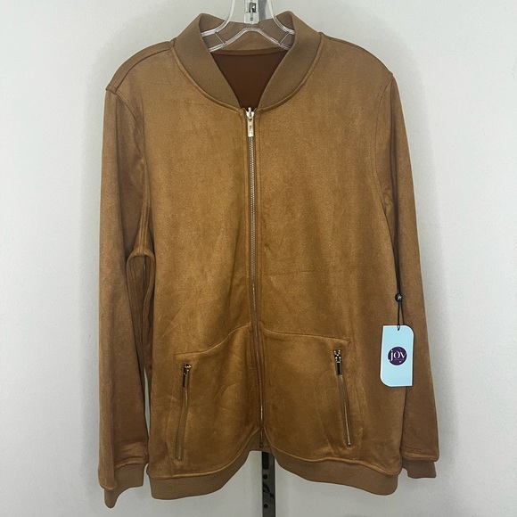 Joy Clean Boss Faux Suede Reversible Antimicrobial Zip Jacket - Picture 1 of 4